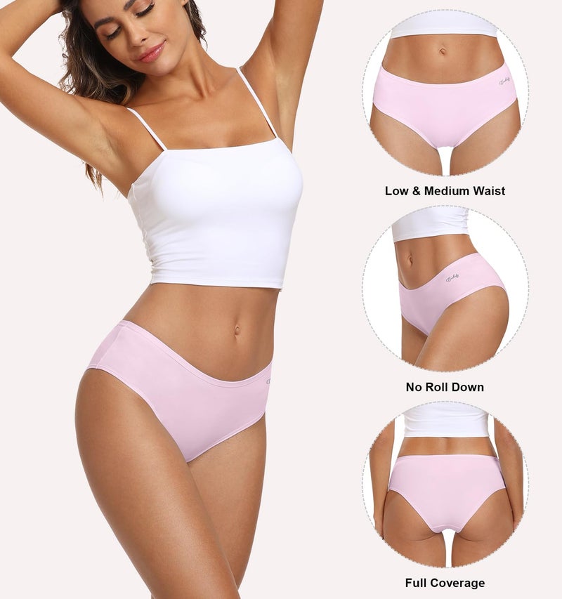 coskefy Womens Underwear,6 Pack Soft Cotton Low Rise Breathable Solid Color Hipster Panties for Women - Image 3