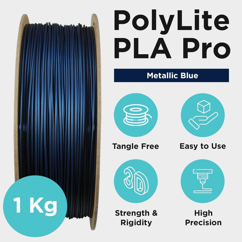 polymaker PLA PRO Filament 1.75mm 1kg, Tough & High Rigidity Metallic Blue 3D Printing Filament, PolyLite PLA PRO 3D Printer Filament 1.75mm, Print with Most 3D Printers - Image 5