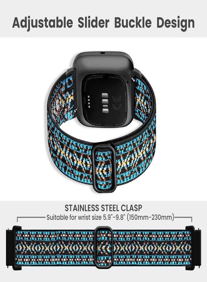 Zspoly 8 Pack Elastic Bands Compatible with Fitbit Versa 2/Versa for Women Men, Adjustable Nylon Braided Strap Solo Loop Sport Replacement Wristband - Image 4