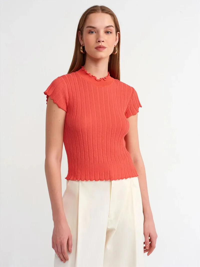 ديلفين Dilvin Slim Fit Ribbed Half-Turtleneck Sweater
