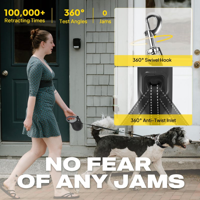 Fida Retractable Dog Leash, 16 ft Dog Walking Leash for Small Dogs up to 26 lbs, 360Â° Tangle Free, Black - Image 3