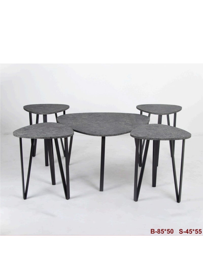 Generic Set Of 5 Pieces Wooden Coffee Tables Set 1+4 B-85*50 S-45*55