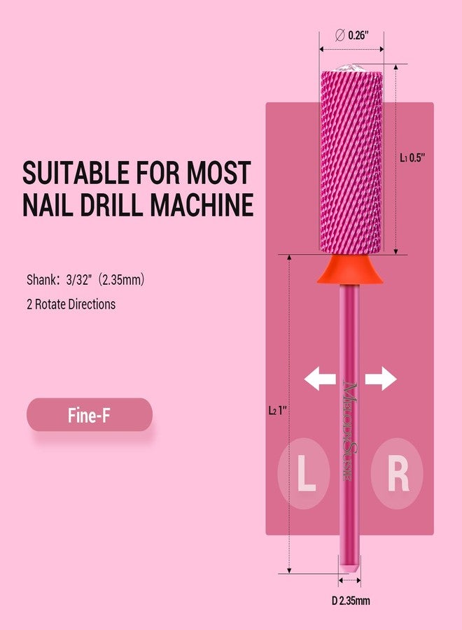 MelodySusie Large Barrel 3/32'' Tungsten Carbide Nail Drill Bit, Crystal Top Pink Heart Shape, Fast Remove Acrylic Gel, Cuticle Gel Polishing for Manicure Pedicure, Pink Blossom, Series Bit-S, Fine - Image 5