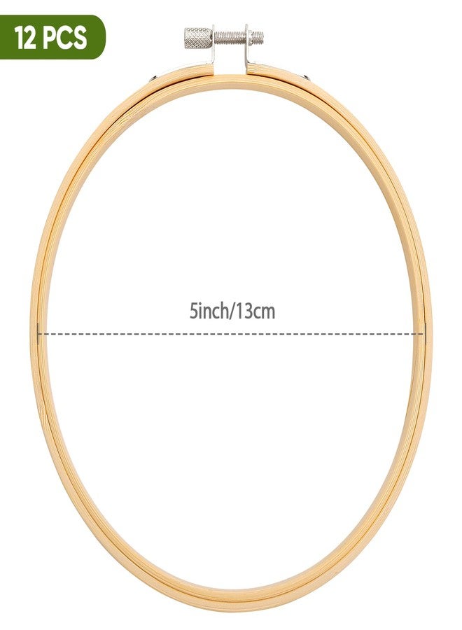 Pllieay 12 Pieces 5 Inch Embroidery Hoops Bamboo Circle Cross Stitch Hoop Ring for Embroidery, Art Craft Handy Sewing and Christmas Decoration - Image 2