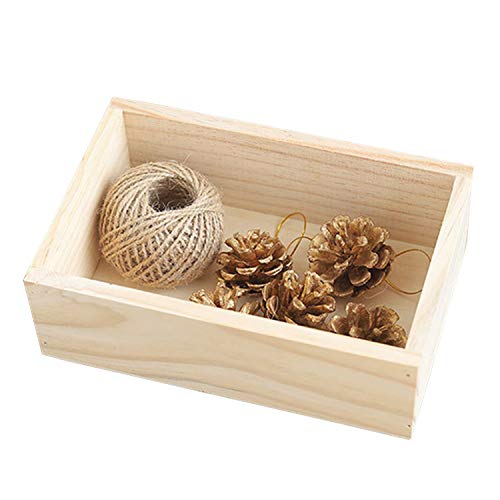 LONG TAO 7.5" × 5" × 2.4" Wood Succulent Planter Plant Container Box Window Boxes Rectangular Flower Bed Pot Storage Box for Indoor Outdoor Home Venue Decor - Image 3