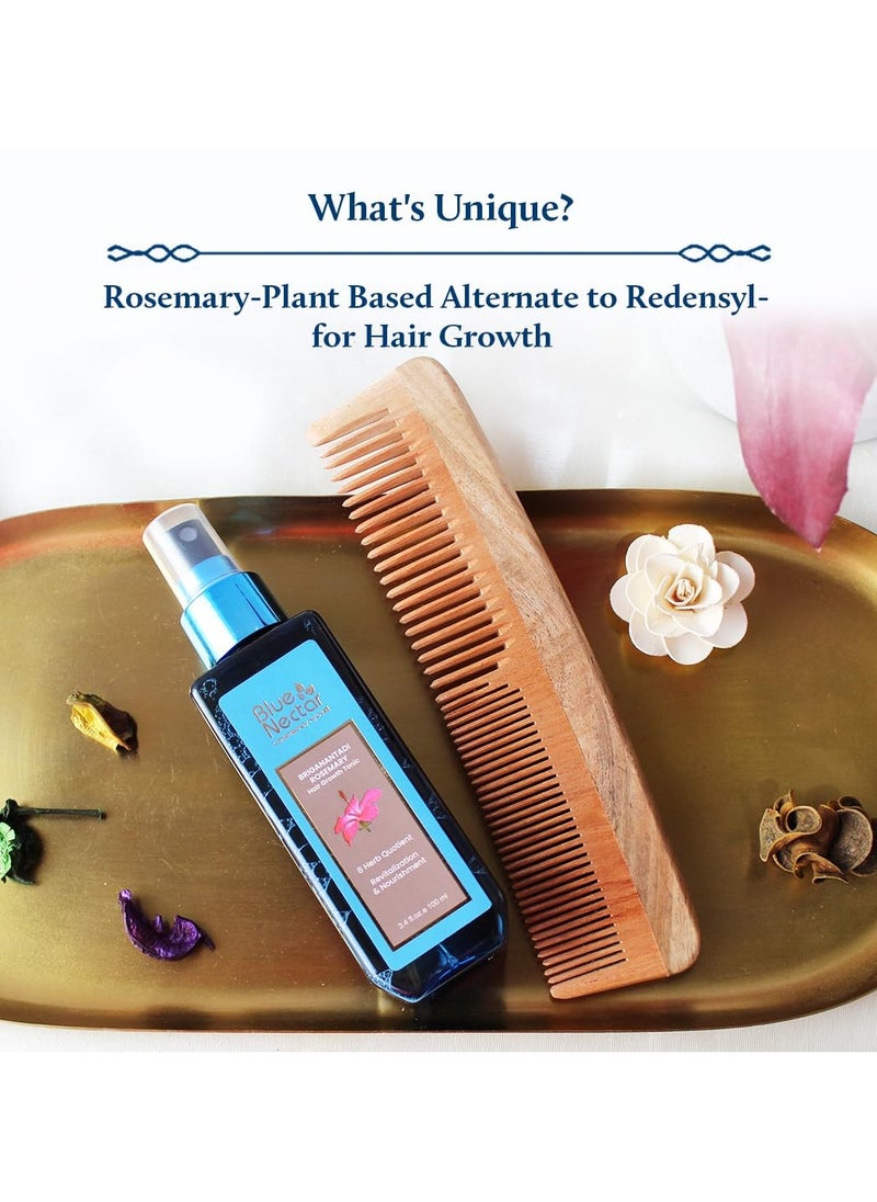 Blue Nectar Advanced Plant-Based Rosemary Hair Growth Serum Natural Alternative for Redensyl Intensive Ayurvedic Serum for Women and Men with Bhringraj 8 Herbs 100 ml  - Image 2