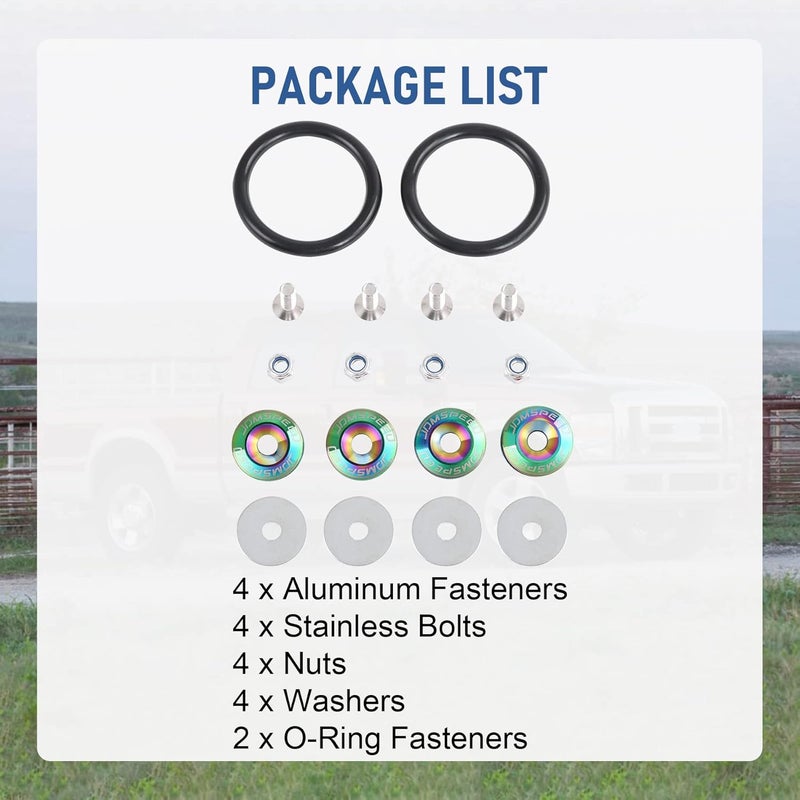 JDMSPEED Neo Chrome Universal CNC Billet Bumper Trunk Quick Release Fastener Kit - Image 5