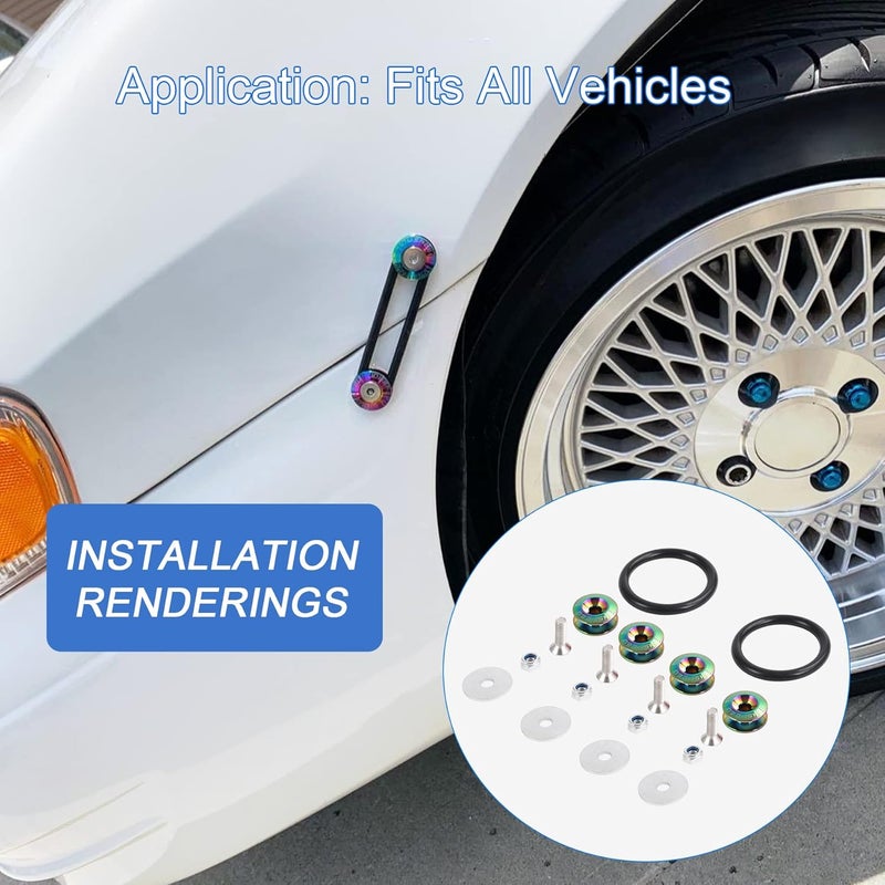 JDMSPEED Neo Chrome Universal CNC Billet Bumper Trunk Quick Release Fastener Kit - Image 3