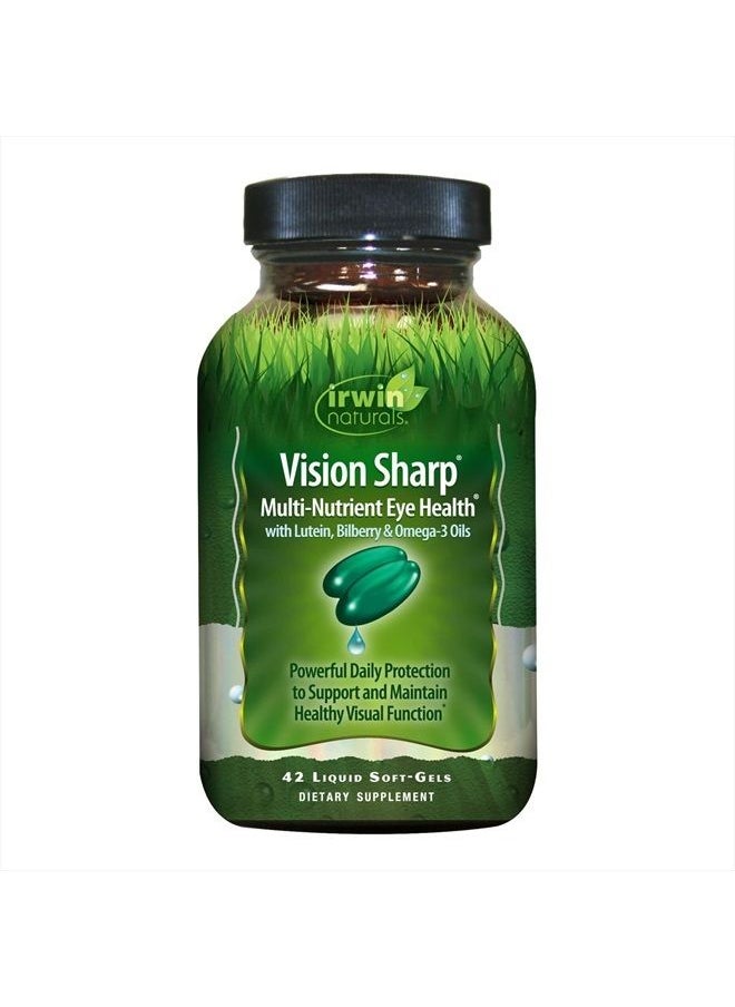 Irwin Naturals Vision Sharp Multi-Nutrient Eye Health with Lutein, Bilberry & Omega-3s - 42 Liquid Softgels  - Image 1