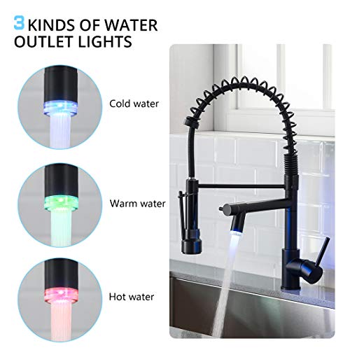 AIMADI Kitchen Faucet,Black Kitchen Faucet,Commercial Faucet with Sprayer Single Handle Single Hole Spring Kitchen Sink Faucet,Matte Black - Image 3