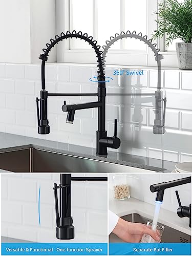 AIMADI Kitchen Faucet,Black Kitchen Faucet,Commercial Faucet with Sprayer Single Handle Single Hole Spring Kitchen Sink Faucet,Matte Black - Image 5