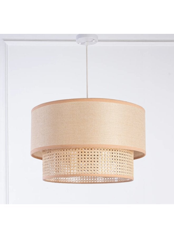 Y-LIGHTS YL-C-486-BI Boho Shaded Pendant-Dimensions:29(H)(L)(D) \ Color -Light Beige and Dark Beige
