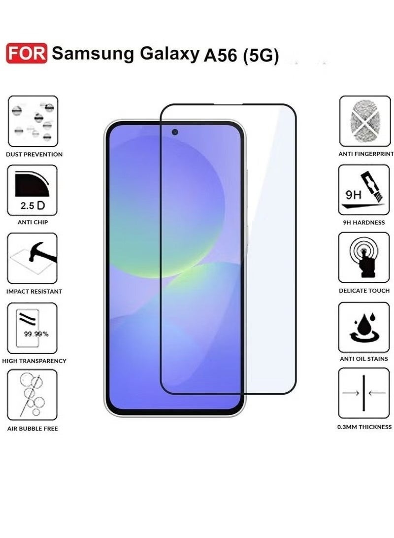 Samsung A56 5G Screen Protector – Full Edge-to-Edge Tempered Glass Film – Anti-Scratch, Anti-Fingerprint, 9H Hardness, HD Clarity Screen Guard – Ultra-Slim Bubble-Free Glass for Samsung Galaxy A56 5G (2025), 6.7 Inch Display - Image 2