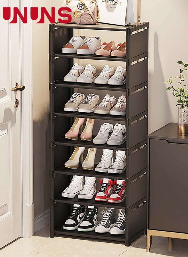 UNUNS 8 Tiers Vertical Shoe Rack,Narrow Stable Organizer,Space Saving Lightweight Storage Shelf,Sturdy Easy DIY Stand Shelving,Non-Woven Fabric Shoes Racks For Entryway Hallway Closet Bedroom - Image 1