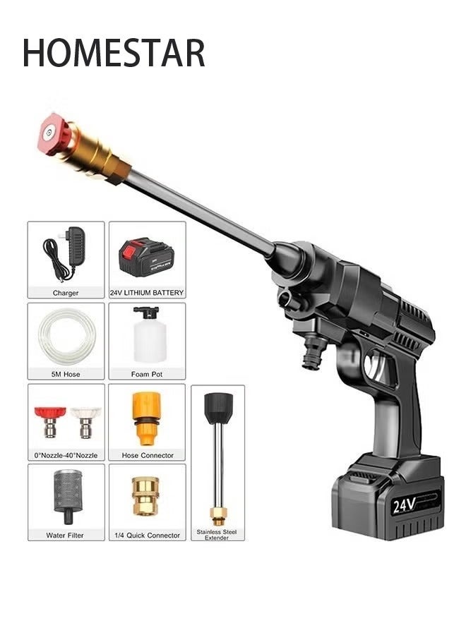 HOMESTAR Cordless High Pressure Electric Washer, Multi-Colour - 9 meter with 24V Lithium Battery, Technology Portable Car 30Bar Washer 200W Start - Image 2
