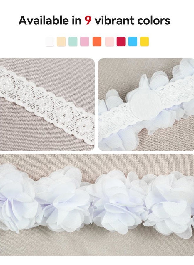 Fmeida Flower Crown Baby Headbands Newborn Floral Birthday Headbands for 4-24 Months, White Flower - Image 4