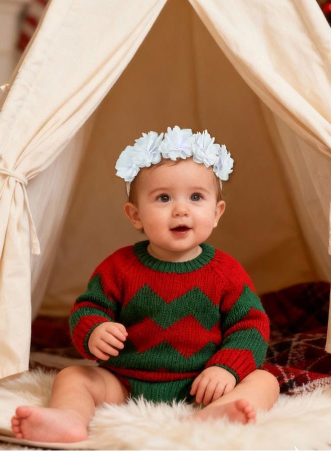 Fmeida Flower Crown Baby Headbands Newborn Floral Birthday Headbands for 4-24 Months, White Flower - Image 5