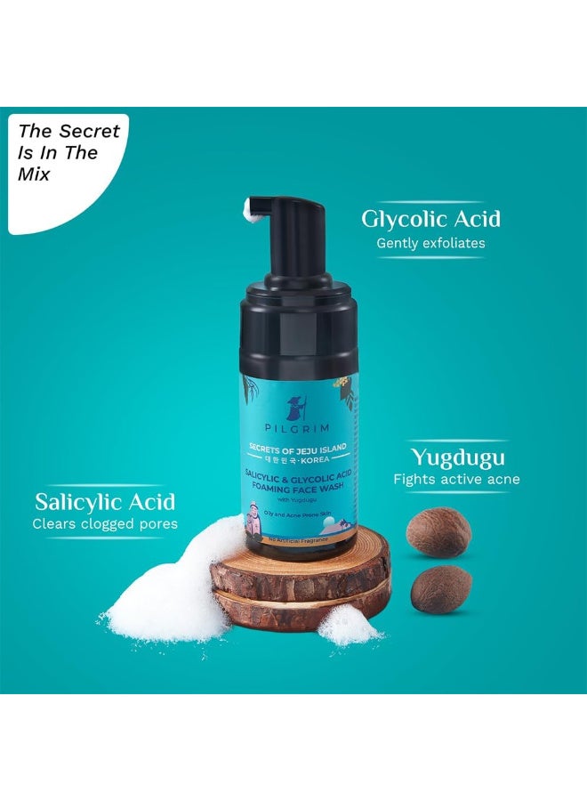 PILGRIM Pilgrim 1.5% Salicylic(BHA) & 2% Glycolic Acid(AHA) Foaming Face Wash for Oily & Acne-Prone Skin | Men & Women | Korean Skin Care Products | 120ml - Image 3