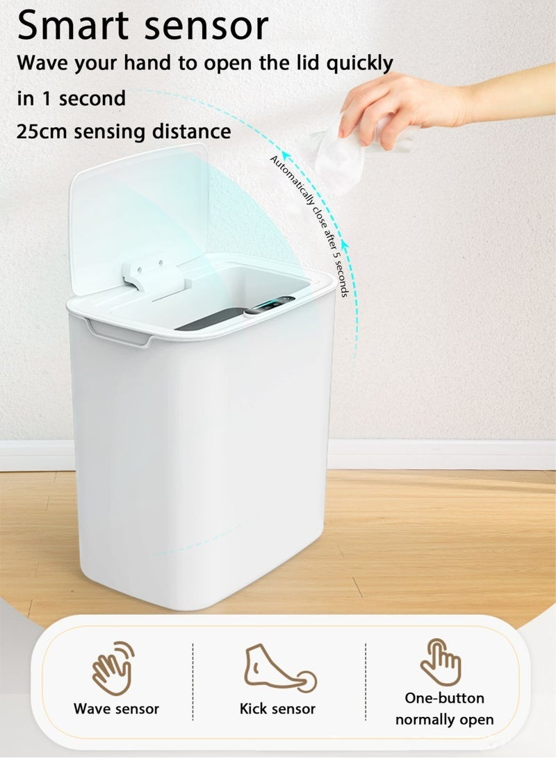 Aijmil 3.7 Gallon/14 Liter Automatic Bathroom Trash Can, Rechargeable Touchless Motion Sensor Trash Can with Lid, Smart Plastic Slim Wastebasket for Bathroom, Office, RV, Bedroom, Living Room - Image 2