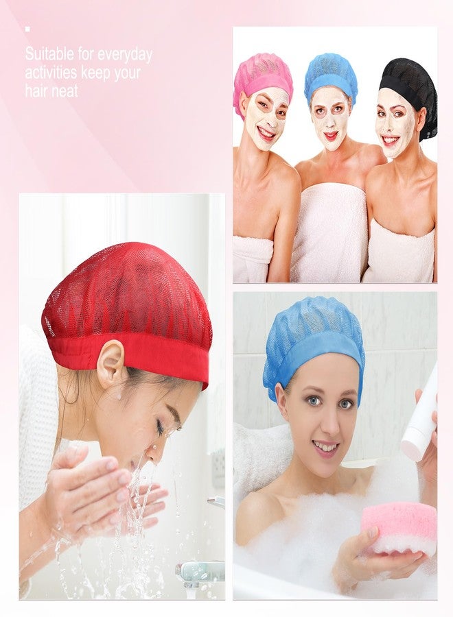 Chuarry 4 Pcs Mesh Sleep Bonnet for Sleeping Night Curly Hair Nets Sleep Caps for Women(Red, Pink, Light Blue, Black) - Image 5