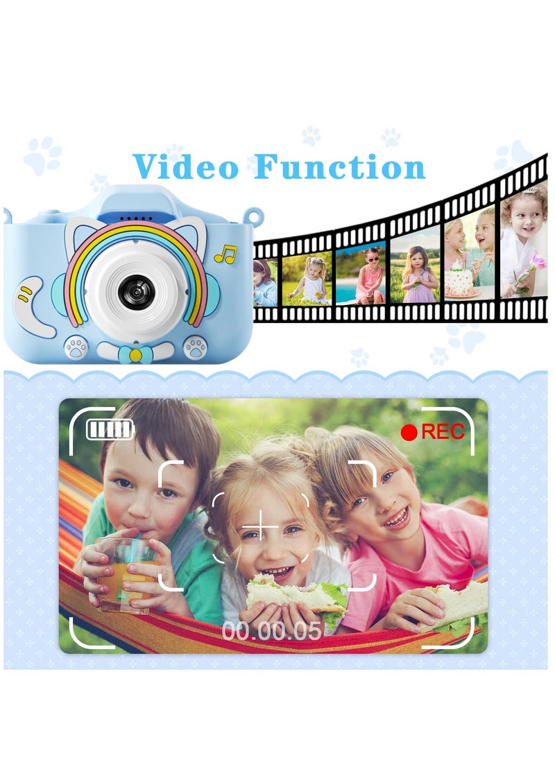Oasis Casa Kids Camera Toy for Boys, 64GB Rechargeable Kids Toy Digital Camera Gift for 6+ Year Old Kids Boys Toddlers, Photos Selfies 1080P Videos Stickers MP3 Timer Multi Functions, Blue  - Image 3