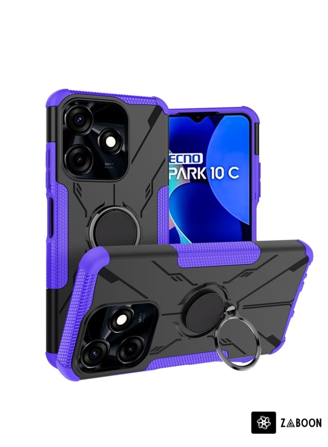 Protective Case Cover For Tecno Spark 10C Armor Bear Shockproof PC + TPU  with Ring  - Image 1