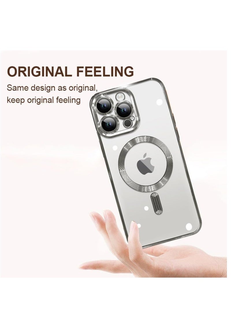 MUNTAQI Magnetic Case for iPhone 15 Pro Max Case [Compatible with MagSafe] Full Camera Protection Clear Plating Luxury Cover for Women Men Soft TPU Bumper Drop Protective Phone Case (6.7"), Titanium - Image 5