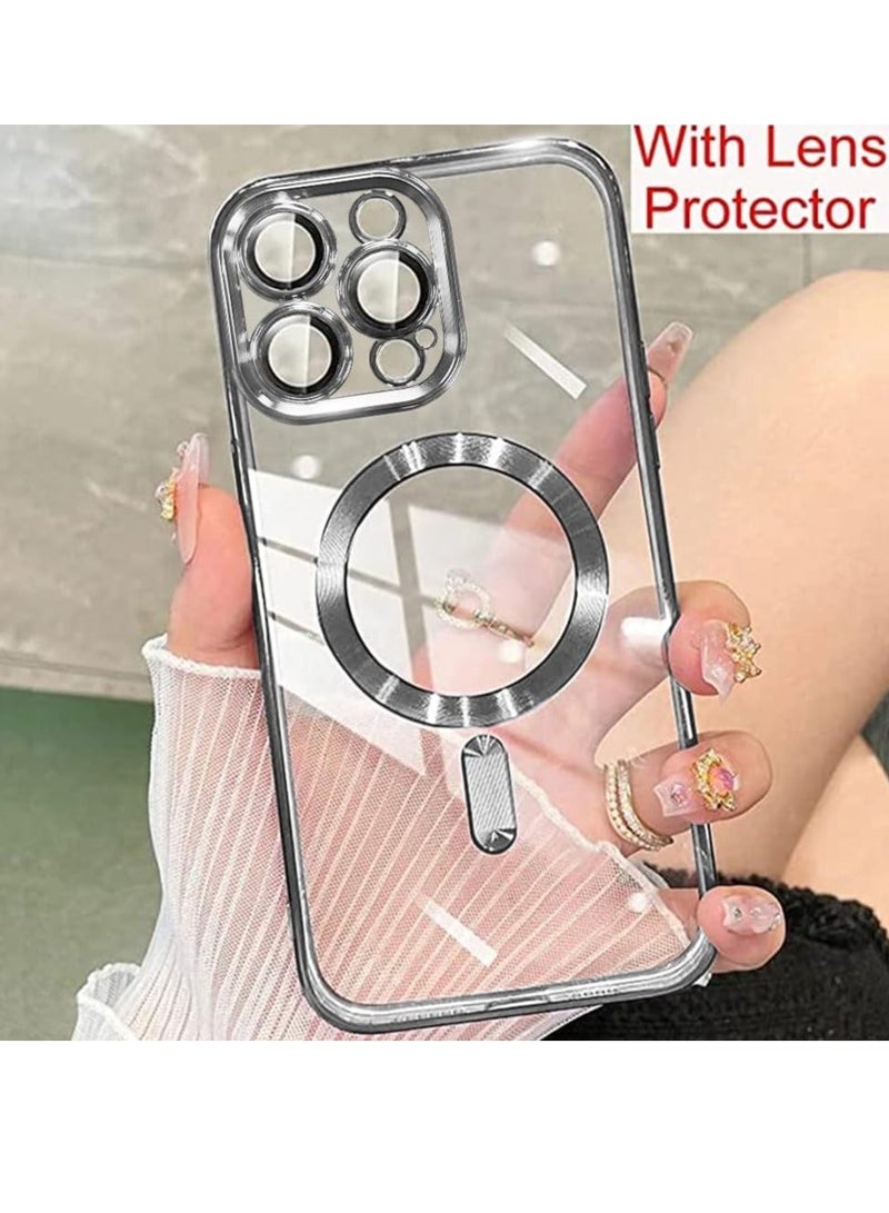 MUNTAQI Magnetic Case for iPhone 15 Pro Max Case [Compatible with MagSafe] Full Camera Protection Clear Plating Luxury Cover for Women Men Soft TPU Bumper Drop Protective Phone Case (6.7"), Titanium - Image 2