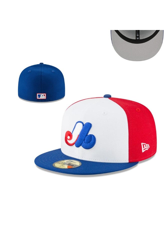 NEW ERA قبعة مخصصة من نيو إيرا 59FIFTY لفريق مونتريال إكسبو MLB - حمراء بيضاء زرقاء بشعار مطرز