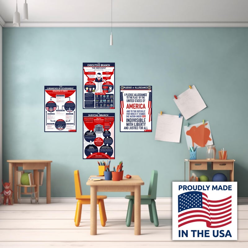 Young N Refined 16 US Government History LARGE poster pack Charts for classrooms 12.5x18 Matt | Young N Refined | USA MADE - Image 4