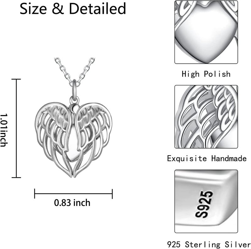 ACJNA 925 Sterling Silver Angel Wings Memorial Urn Locket Necklace for Ashes Jewelry Cremation Necklaces - Image 4