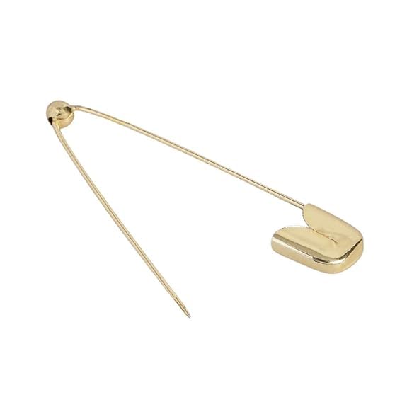 Accessher Gold Plated Shiny Stainless Steel Material Safety Pins/Metallic Saree/Hijab Pins with Secured Closure for Women and Girls Pack of 1 (12 Pcs) - Image 4