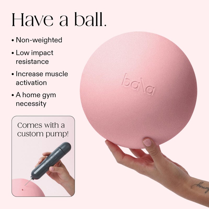 Bala Pilates Ball, Non-Weighted Exercise Ball - Small 8" Yoga Ball for Barre, Stretching, Strength & Core Training - Workout Accessory with Mini Pump for Home Gym & Fitness Routines - 100% PVC - Image 3