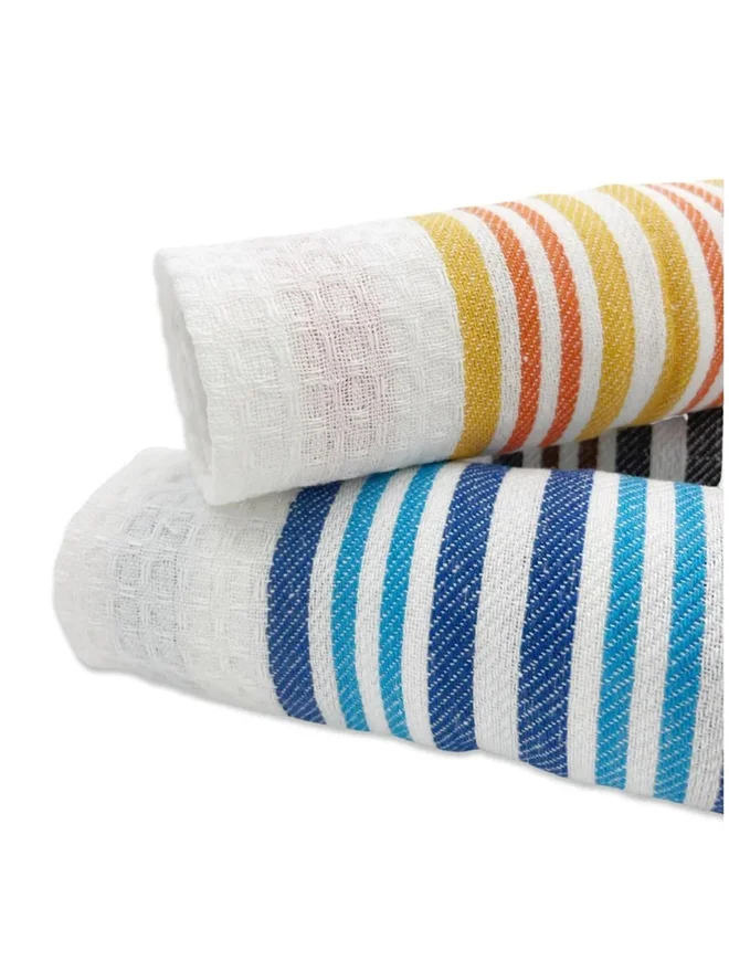 1Chase  1CHASE Pack of 8 - Honey Comb Stripe Kitchen Towel, 38x64cm  | Best Price UAE