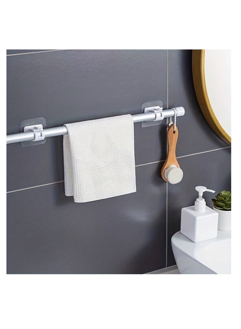 4pcsCurtain Rod Hook Curtain Rod Clip Fixer Punch-free Stick-on Rod Bracket Clip Horizontal Rod Door Sticky Hook Plastic Rod Holders - Image 3