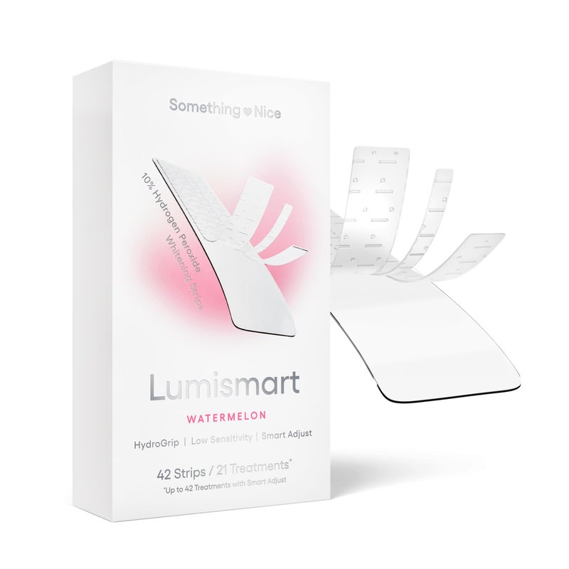 Something Nice Lumismart Whitening Strips - Dentist-Designed, Enamel Safe, up to 42 Treatments with Smart Adjust - Teeth Whitening Strips in Watermelon for Sensitive Teeth - Image 1