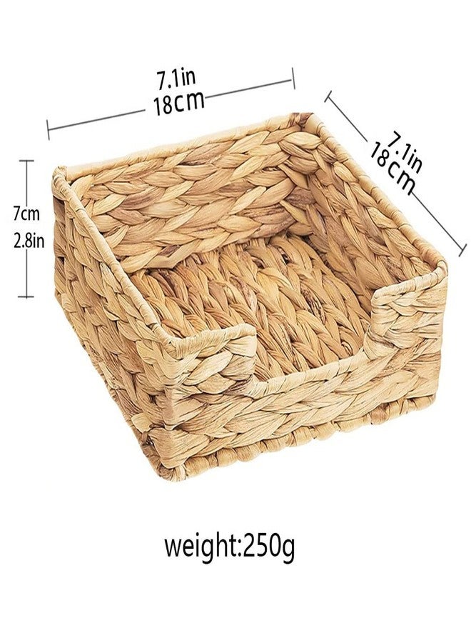 Fnoko Water Hyacinth Napkin Holder, Rattan Napkin Holder for Tables, Napkin Basket Decorative Wicker Napkin Tray 7 ½''L x 7 ½''W x 2 ¾''H for Kitchen, Bathroom, Living Room - Image 2