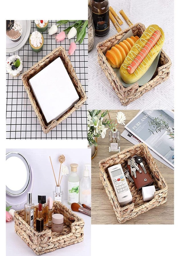 Fnoko Water Hyacinth Napkin Holder, Rattan Napkin Holder for Tables, Napkin Basket Decorative Wicker Napkin Tray 7 ½''L x 7 ½''W x 2 ¾''H for Kitchen, Bathroom, Living Room - Image 5