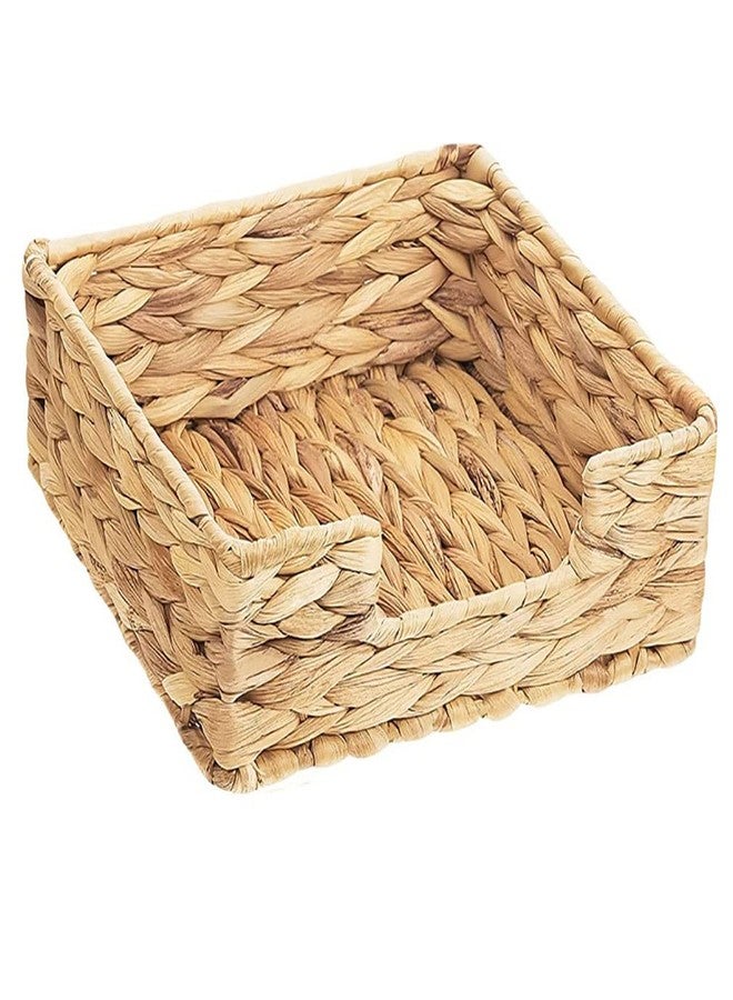 Fnoko Water Hyacinth Napkin Holder, Rattan Napkin Holder for Tables, Napkin Basket Decorative Wicker Napkin Tray 7 ½''L x 7 ½''W x 2 ¾''H for Kitchen, Bathroom, Living Room - Image 1