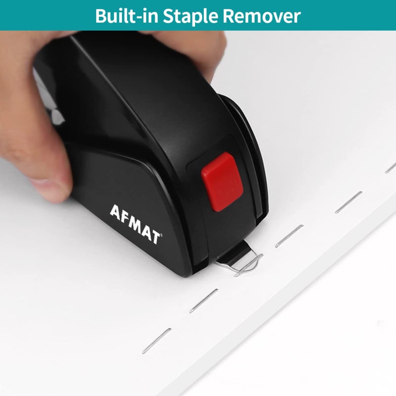 AFMAT Stapler for Desk, 50 Sheet Effortless Desktop Stapler Staple with One Finger, Portable Ergonomic Handheld Staplers Heavy Duty, Built-in Remover, Space Save Size, Good for Home & Office ES10 - Image 5