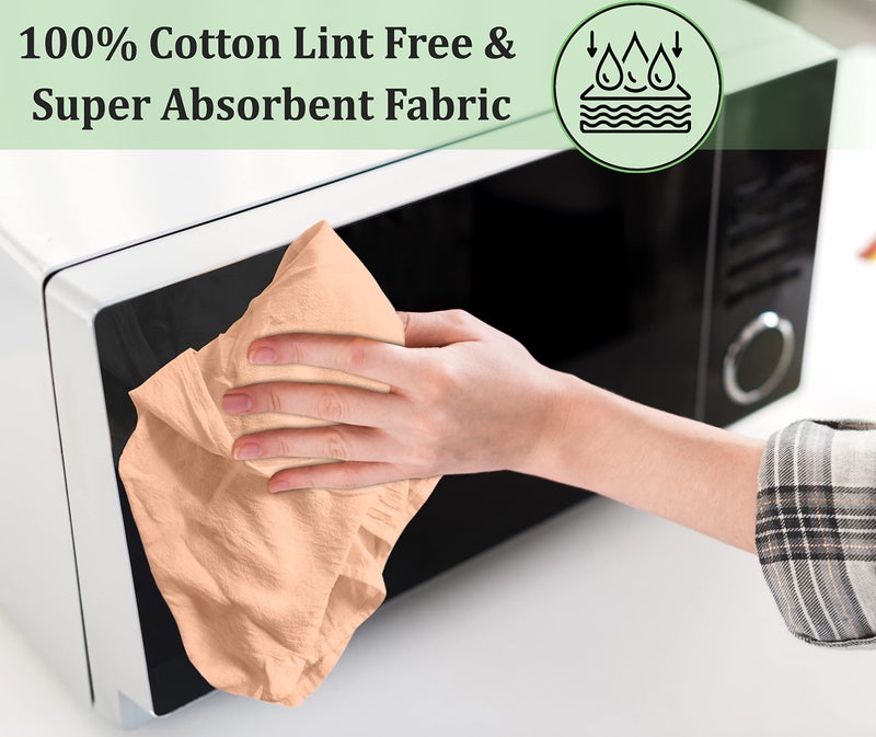Ruvanti RUVANTI 12 Pack Flour Sack Towels 28x28 Inch  100% Ring Spun Cotton Tea Towels  Machine Washable. Highly Absorbent  Perfect for Dish Drying  Cleaning - Peach  - Image 4