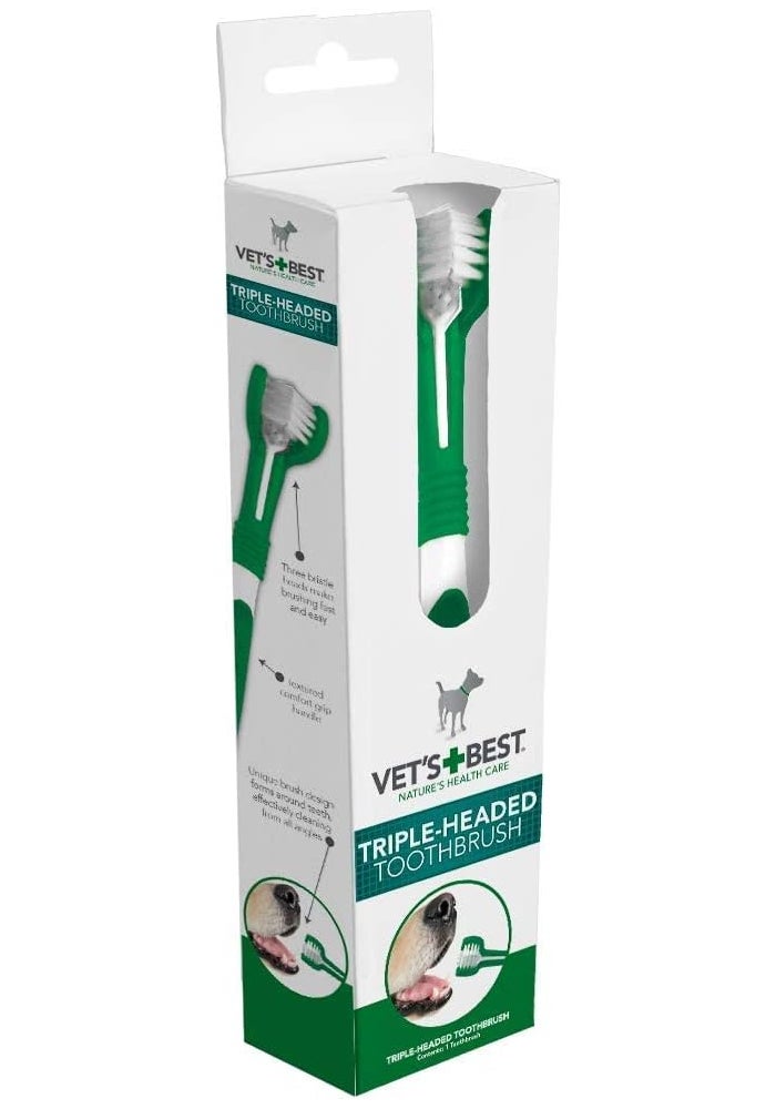 Vet's Best Triple Headed Toothbrush for Dogs - Image 1