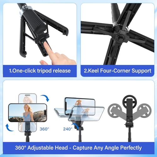 NKDFRI Opticnock 4-in-1 Magnetic Selfie Stick for iPhone/Android - 360° Rotatable, Extendable with Wireless Remote | Pocket Size | Includes Phone Ring (1PC) - Image 5