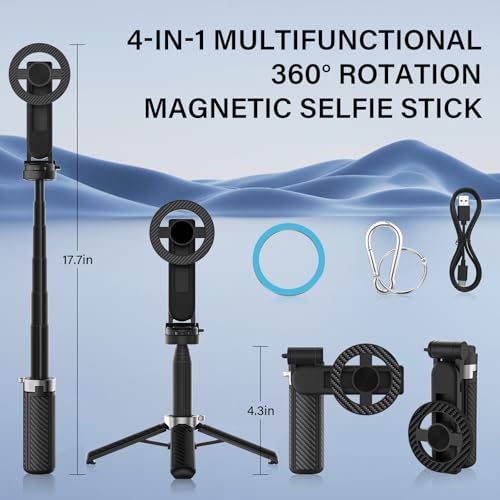 NKDFRI Opticnock 4-in-1 Magnetic Selfie Stick for iPhone/Android - 360° Rotatable, Extendable with Wireless Remote | Pocket Size | Includes Phone Ring (1PC) - Image 2