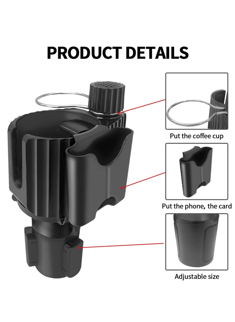Universal Car Cup Holder Expander with Adjustable Base for Two Drinks and Accessories, Perfect for Mugs, Bottles, Phones, and Keys in Trucks