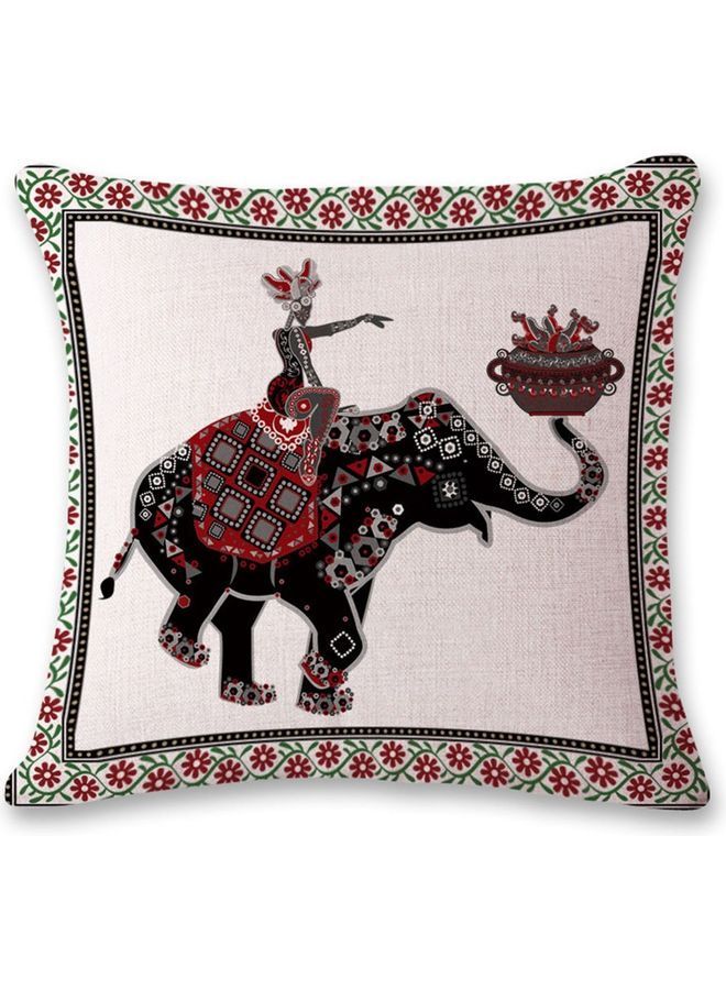 NIBEMINENT Elephant Printed Cushion Cover Multicolour