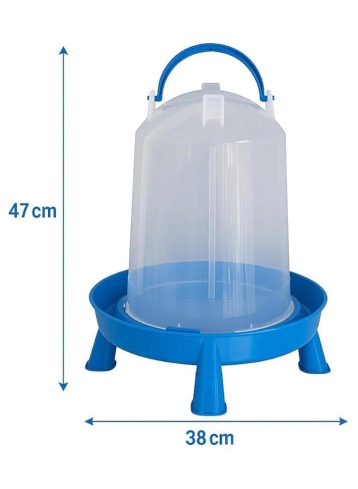 Master Gold 14L Plastic Bird Waterer with Raised Base and Durable Stand | Suitable for Chickens, Ducks, Pigeons and Household Birds | Feeding Bowl with Transparent Water Tank Easy to Fill and Clean (Blue, 14L) - Image 3