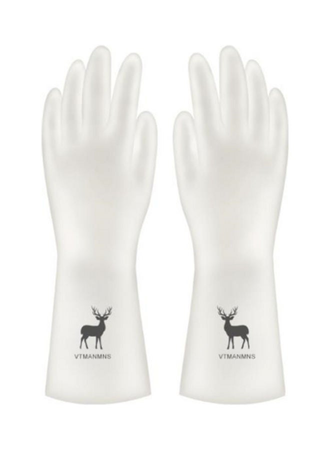 NIBEMINENT Waterproof Non-Slip Durable Rubber Large Size Gloves Off White/Black