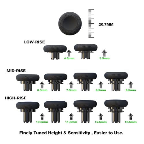 EXknight Controller Freaks for DualSense Edge, Height Adjustable Sticks for PS5 Pro Controller, 1 Low Rise(2 Heights), 1 Mid Rise(4 Heights), 1 High Rise(4 Heights) - Image 2