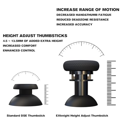 EXknight Controller Freaks for DualSense Edge, Height Adjustable Sticks for PS5 Pro Controller, 1 Low Rise(2 Heights), 1 Mid Rise(4 Heights), 1 High Rise(4 Heights) - Image 3